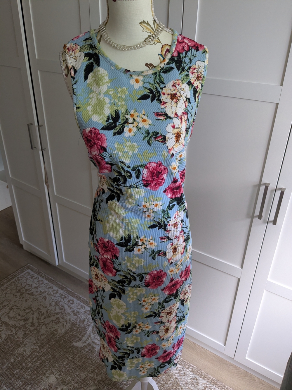 Revamped Light Blue Floral Midi Dress